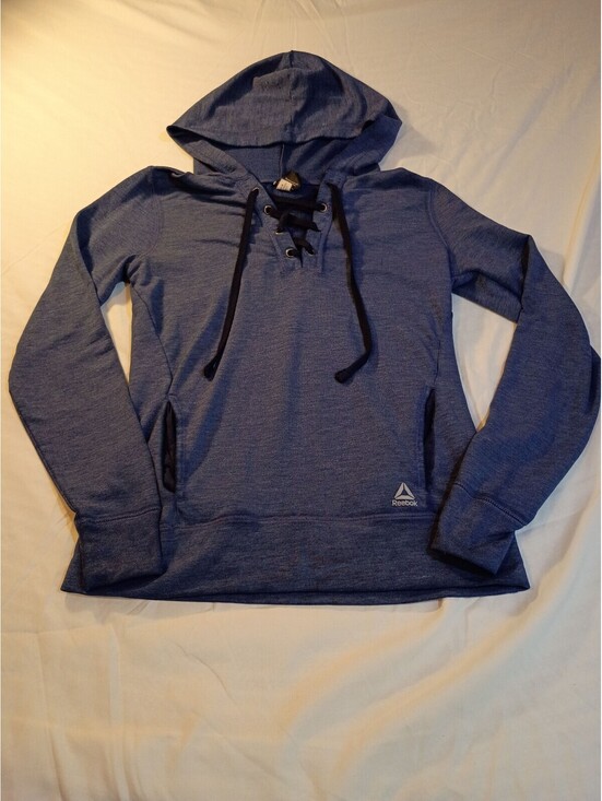 Reebok Tops - Reebok Women's Blue Lace-Up Hoodie Sweatshirt XS